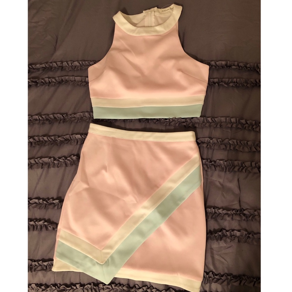 Pastel Two Piece Skirt Top Set